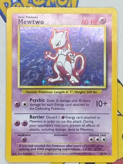Mewtwo 10/102 Holo Rare Base Set Pokemon Card WOTC !! - Image 1