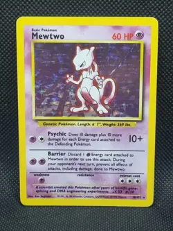 Pokemon Card Mewtwo 10/102 - Base Set Holo Rare WOTC - Light Play - Free Post - Image 2