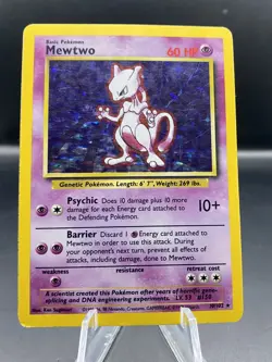 Mewtwo 10/102 | Base Set Unlimited | Holo Rare | Pokemon Card - Image 1