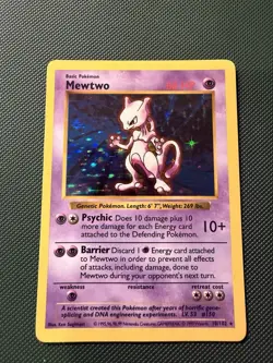 Pokemon Mewtwo Holo Rare Shadowless Card Base Set 1999 WOTC 10/102 VLP - Image 1