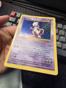 Pokemon Mewtwo Holo Rare Shadowless Card Base Set 1999 WOTC 10/102 VLP - Image 2