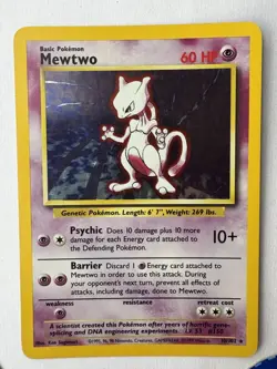 Pokemon Mewtwo Holo Rare Card Base Set 10/102 - Image 2