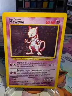 Mewtwo 10/102 Holo Rare Base Set Unlimited - Pokemon Card WOTC LP - Image 2