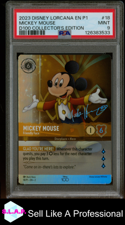 MICKEY MOUSE D100 COLLECTOR'S EDITION DISNEY LORCANA EN P1-PROMO 2023 18 PSA 9 - Image 1