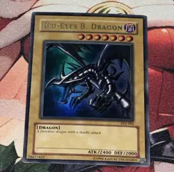 Yu-Gi-Oh! TCG Red-Eyes Black Dragon SDJ-001 Vintage Holo Rare Card 1996 - Image 1