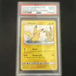PSA 8 POKEMON TEAM UP SM BLACK STAR PROMO PIKACHU Mimikyu #SM162 HOLO NM Mint - Image 1