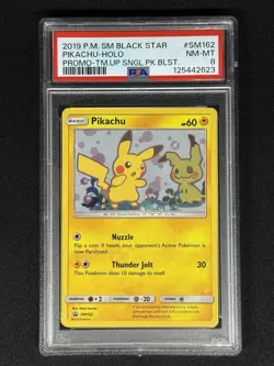 PSA 8 POKEMON TEAM UP SM BLACK STAR PROMO PIKACHU Mimikyu #SM162 HOLO NM Mint - Image 1