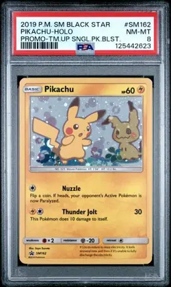 PSA 8 POKEMON TEAM UP SM BLACK STAR PROMO PIKACHU Mimikyu #SM162 HOLO NM Mint - Image 3