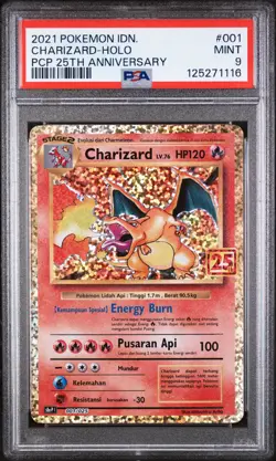 Charizard-Holo Pcp 25th Anniversary Pokemon Indonesian Promo Card 001/025 PSA 9 - Image 1