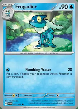x4 Frogadier - 057/167 - Common - Reverse Holo Pokemon SV06 Twilight Masquerade - Image 1