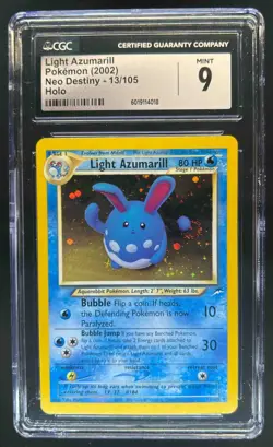 2002 Pokemon Neo Destiny Light Azumarill Holo #13/105 CGC 9 - Image 1