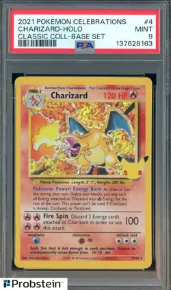 2021 Pokemon Celebrations Classic Collection Base Set #4 Charizard Holo PSA 9 - Image 1