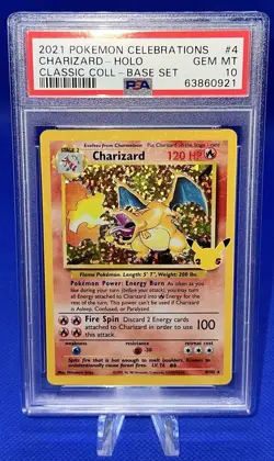 2021 POKEMON CELEBRATIONS CHARIZARD CLASSIC COLLECTION HOLO #4 PSA 10 - Image 1