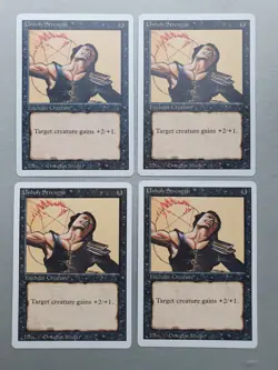 Unholy Strength x4 PLAYSET, MTG Revised (1994) Common Black Enchant Creature NM - Image 1