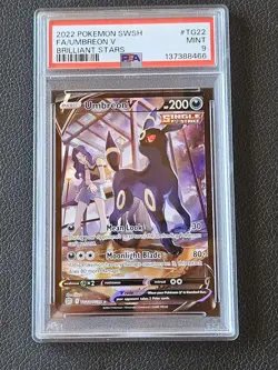 2022 POKEMON SWORD & SHIELD BRILLIANT STARS #TG22 FULL ART/UMBREON V PSA 9 MINT - Image 1