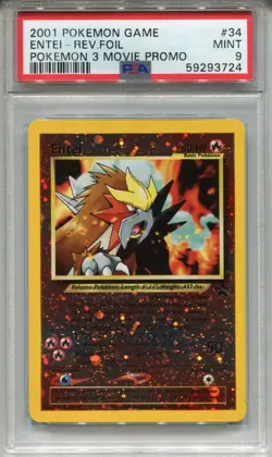 Pokemon 3 Movie Promo Reverse Holo #34 Entei PSA 9 - Image 1