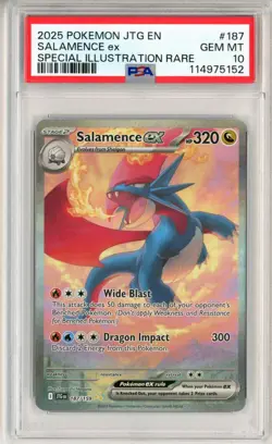PSA GEM MT 10 Pokemon TCG Salamence ex 187/159 Sv09: Journey Together Holo SIR - Image 1