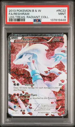 2013 POKEMON B&W LEGEND TREASURES RADIANT COLLECTION FULL ART/RESHIRAM PSA 9 - Image 1