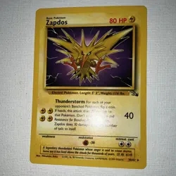 Pokemon Zapdos Rare 80 HP Fossil 30/62 1999 Regular Unlimited English TCG Card - Image 1
