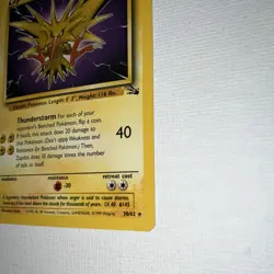 Pokemon Zapdos Rare 80 HP Fossil 30/62 1999 Regular Unlimited English TCG Card - Image 2