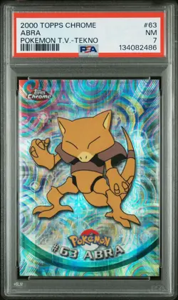 2000 Pokemon TV Topps Chrome Abra Tekno #63 PSA 7/10 - Image 1