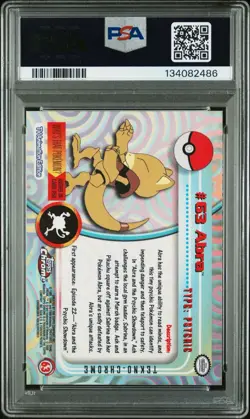 2000 Pokemon TV Topps Chrome Abra Tekno #63 PSA 7/10 - Image 2