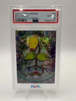 2000 TOPPS CHROME POKEMON T.V. TEKNO #69 BELLSPROUT PSA 10 POP 9!!! - Image 1