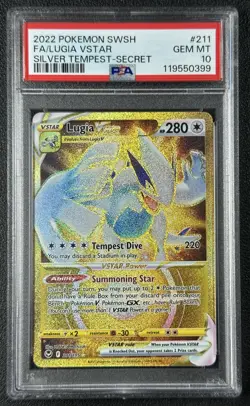 FA LUGIA VSTAR PSA 10 2022 POKEMON SWORD & SHIELD SILVER TEMPEST SECRET #211/195 - Image 1