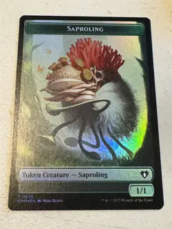mtg foil token Elf Druid// Saproling 0032/0035, Commander Masters, unplayed - Image 2