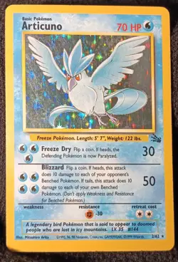 Unlimited Edition Articuno 2/62 Pokemon Card Fossil HOLO - WotC TCG - Image 1