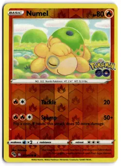Pokemon TCG Numel (Peelable Ditto) 013/078 Pokemon GO Reverse Holo - Image 1