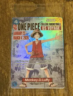 Monkey.D.Luffy (College Basketball US Voyage) One Piece Promotion Card Sealed - Image 2