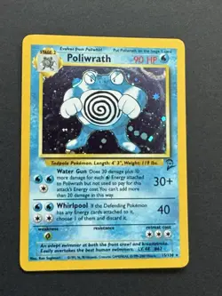 Poliwrath Base Set 2 Holo Rare Pokemon TCG Card 15/130, 2000 NM - Image 1