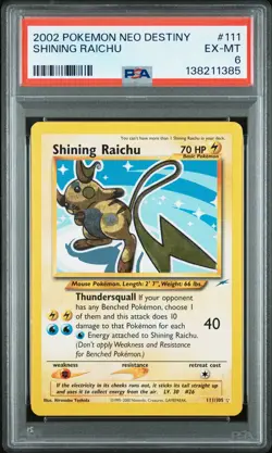 2002 POKEMON NEO DESTINY #111 SHINING RAICHU PSA 6 - Image 1
