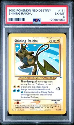PSA 6 Shining Raichu #111 2002 Pokemon Neo Destiny 120661953 - Image 1