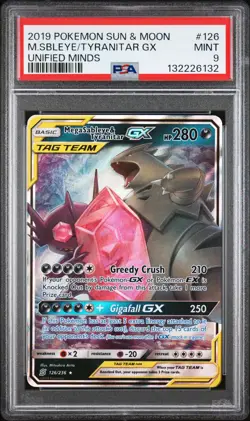2019 POKEMON SUN & MOON UNIFIED MINDS #126 MEGA SABLEYE & TYRANITAR GX PSA 9 - Image 1