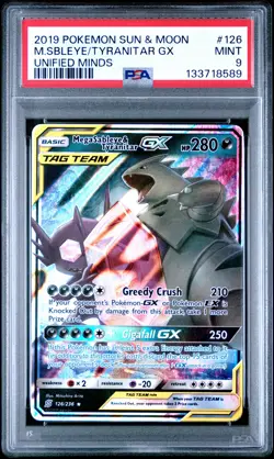 2019 POKEMON SUN & MOON UNIFIED MINDS #126 MEGA SABLEYE & TYRANITAR GX PSA 9 - Image 1