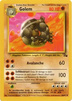 Golem 36/62 Fossil Pokemon Card MP - Image 1