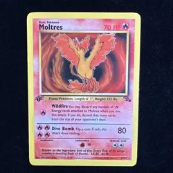 1st Edition Moltres 27/62 Fossil Set Rare Vintage 1999 Pokemon Card - NM - Image 1