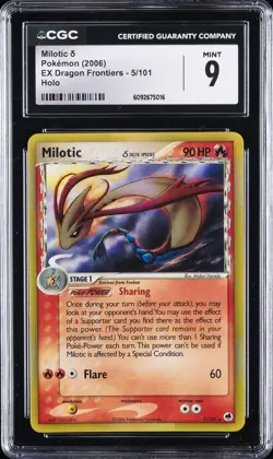 2006 POKEMON EX DRAGON FRONTIERS HOLO #5/101 MILOTIC D CGC 9 - Image 1