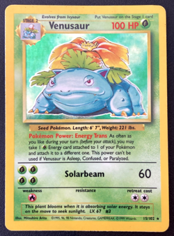 Pokemon Venusaur 15/102 Base Set Holo Unlimited Rare Card Pokemon TCG - LP - Image 1