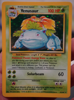 NM Venusaur Base Set Unlimited Holo Rare 15/102 Pokemon Card TCG UK WOTC - Image 1