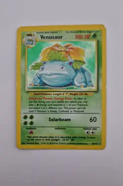 Pokemon TCG Venusaur Holo Unlimited Rare Card 1999 Base Set 15/102 Vintage LP - Image 1