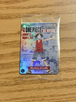 ONE PIECE Monkey.D.Luffy US College Basketball SEALED New Promo Card RUTGERS - Image 1