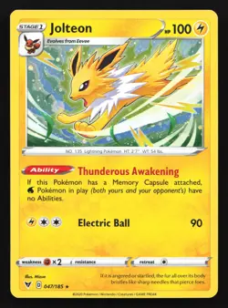 Jolteon 047/185 Vivid Voltage Cosmos Holo Rare Pokemon Card - Image 1