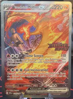 Pokemon TCG Team Rockets Moltres EX Destined Rivals SIR Stamped Promo 229/182 - Image 1
