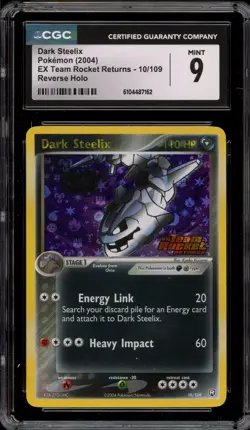 Pokemon Dark Steelix EX Team Rocket Returns Reverse Holo Rare #10 CGC 9 Mint - Image 1