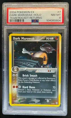 2004 Pokemon EX Team Rocket Returns Dark Marowak Holo #7/109 PSA 8 - Image 1