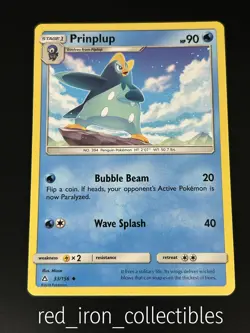 Prinplup 33/156 Uncommon Ultra Prism Sun & Moon Pokemon Card 2018 - Image 1