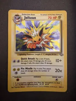 Jolteon 4/64 Holo Rare Jungle WOTC Pokemon Card 1999 Vintage - Image 1